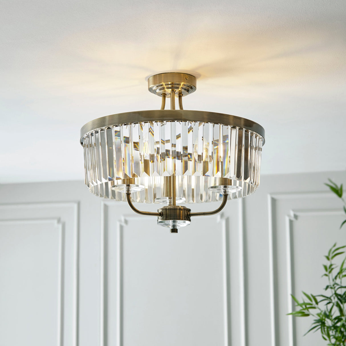 Amos Windsor Flush Chandelier Antique Brass – from Amos Lighting + Home