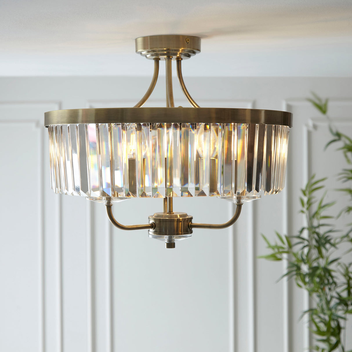 Amos Windsor Flush Chandelier Antique Brass – from Amos Lighting + Home