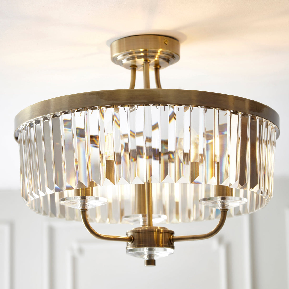 Amos Windsor Flush Chandelier Antique Brass – from Amos Lighting + Home