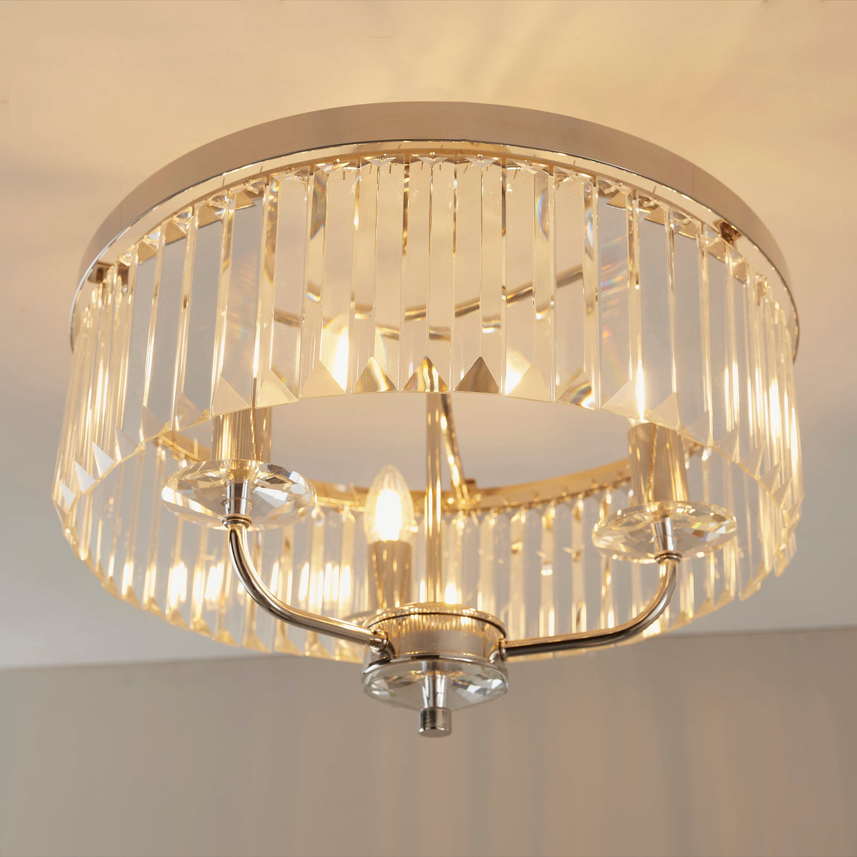 Amos Windsor Flush Chandelier Bright Nickel – from Amos Lighting + Home