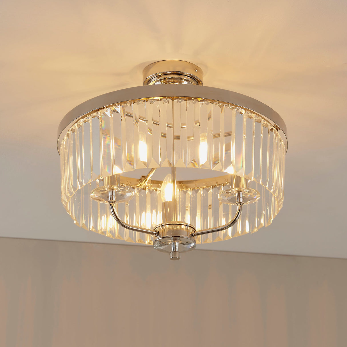 Amos Windsor Flush Chandelier Bright Nickel – from Amos Lighting + Home