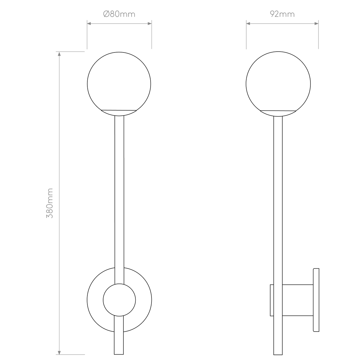 Astro Orb Single Matt Black Bathroom Wall Light