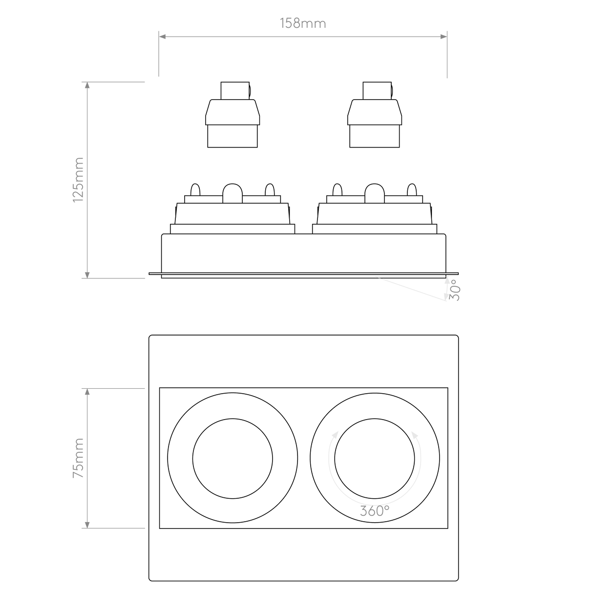 Astro Trimless Square Twin Adjustable Matt White Interior Downlight