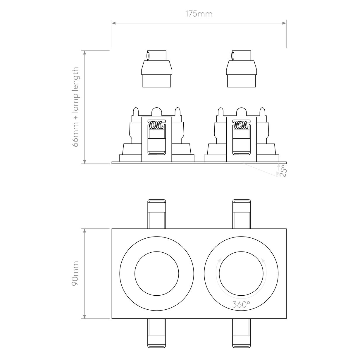 Astro Pinhole Square Twin Adjustable Matt White Interior Downlight