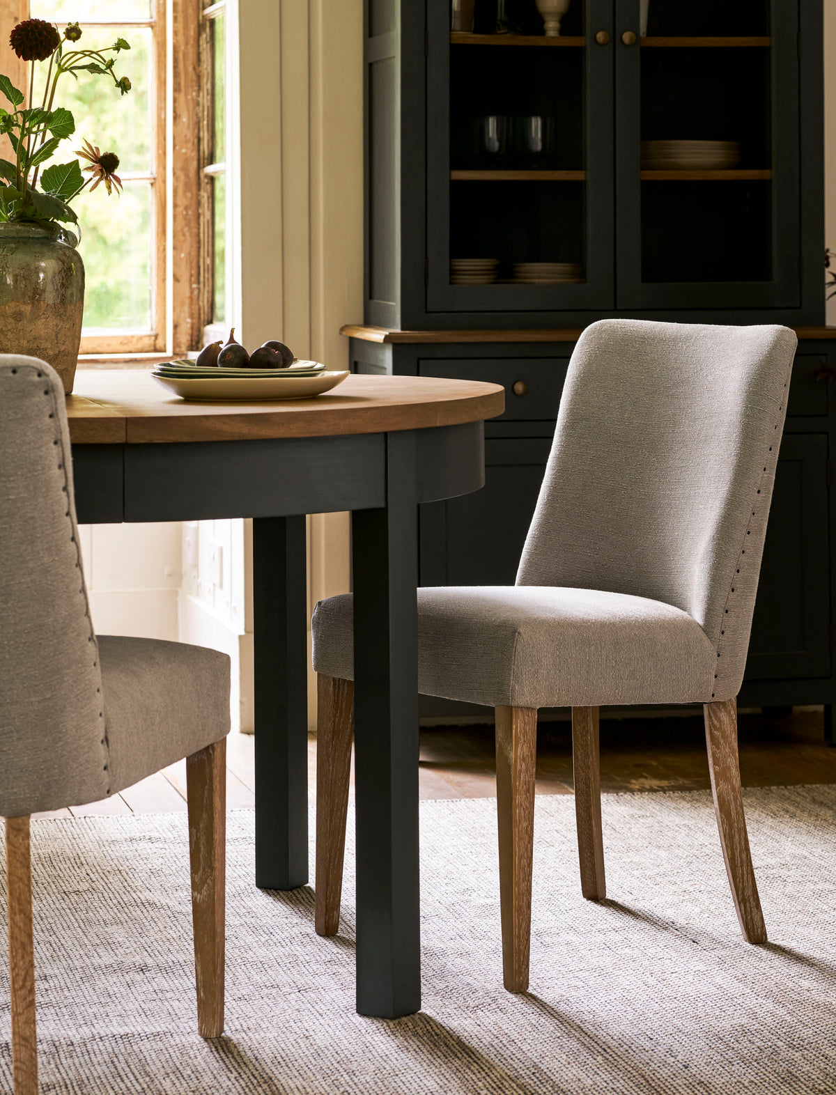 Garden Trading Wraysbury Dining Chair Ash Wood, Grey, Set of 2