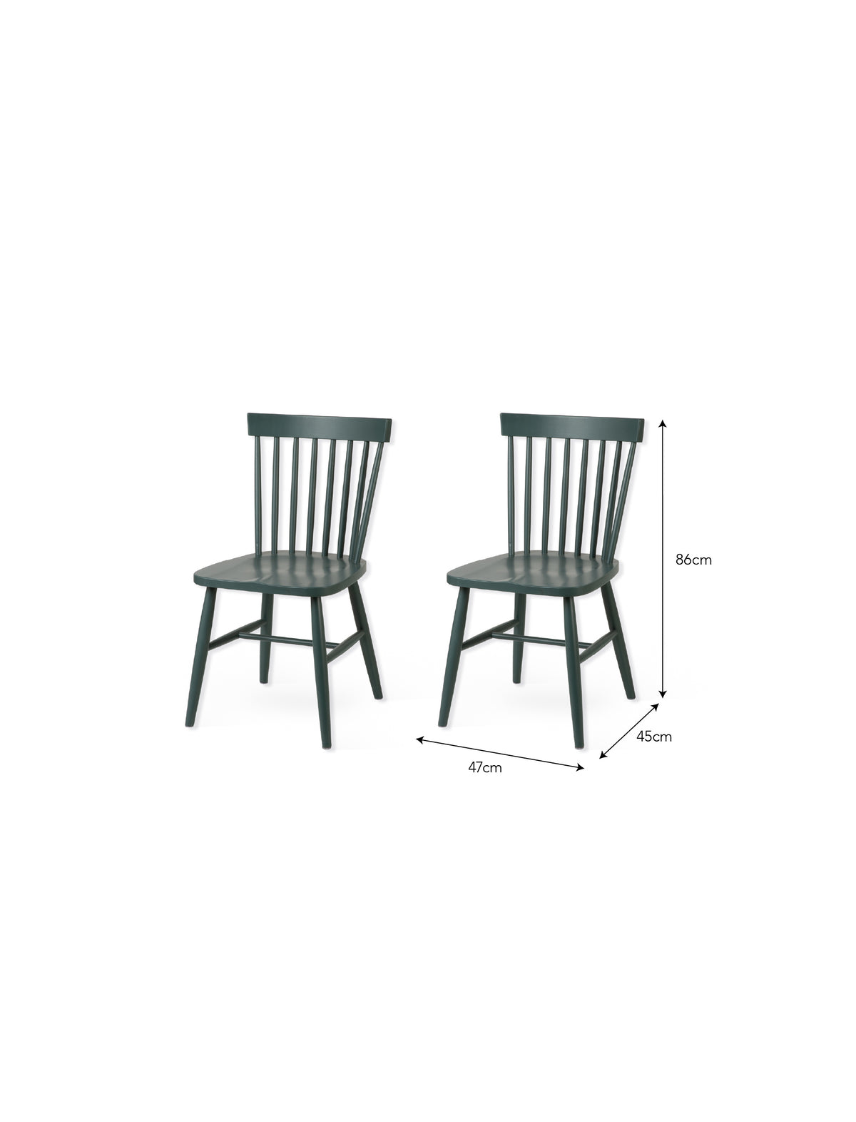 Garden Trading Spindle Back Chair Beech Wood, Forest Green, Set of 2