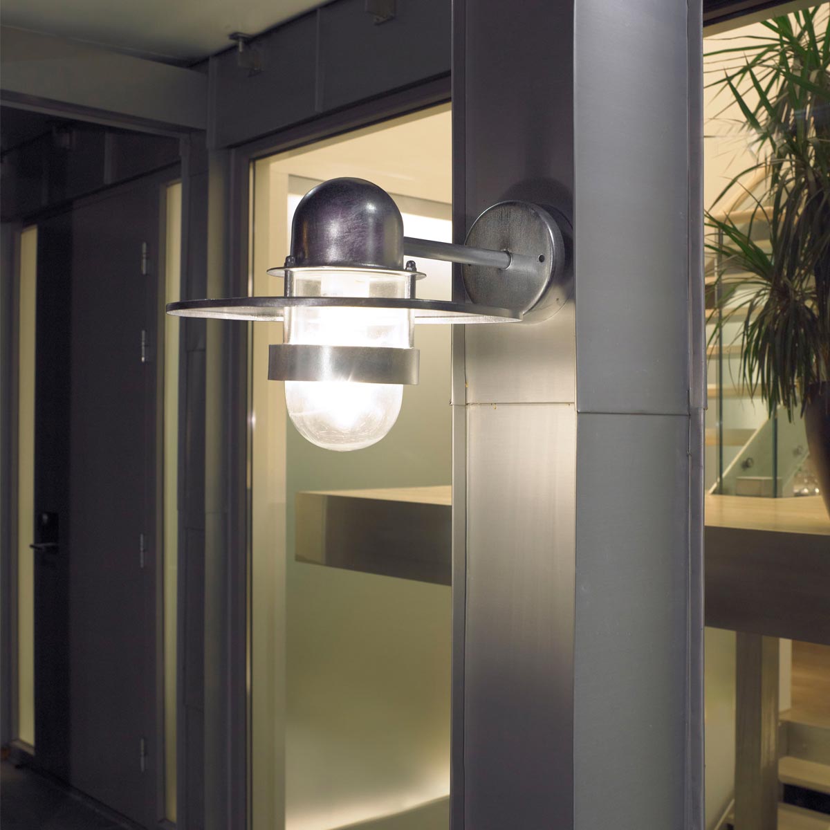 Norlys Bergen 1 Light Wall Lantern - Galvanised