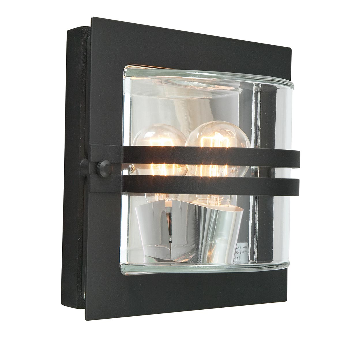Norlys Bern 1 Light Wall Lantern - Black With Clear Glass