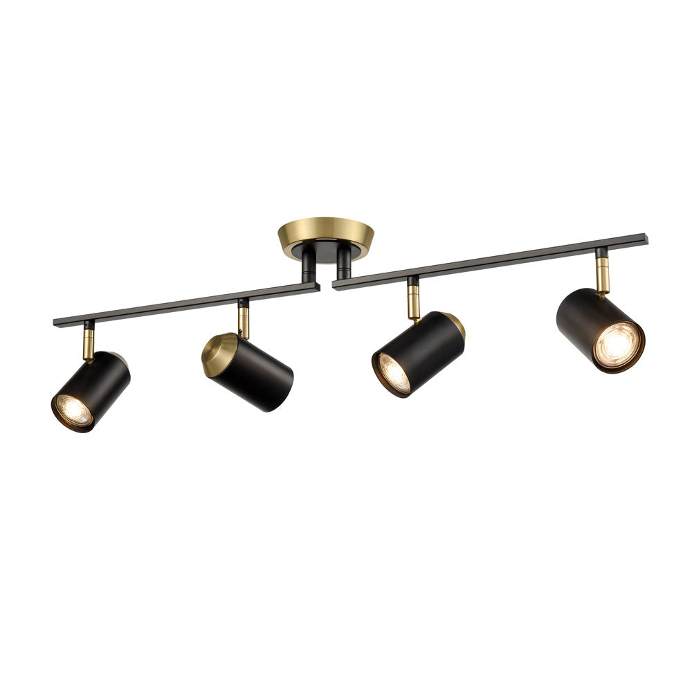 Brick Lane Alpha 4 Bar Spotlight Black and Brass – from Amos Lighting + Home