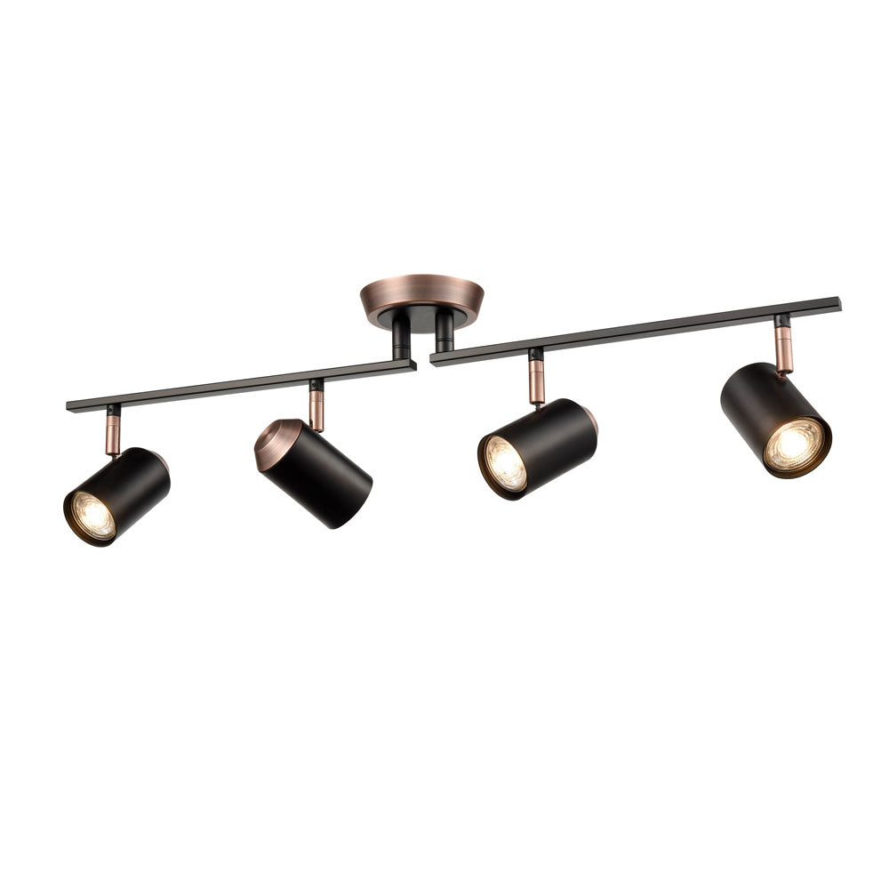 Brick Lane Alpha 4 Bar Spotlight Black and Copper – from Amos Lighting + Home