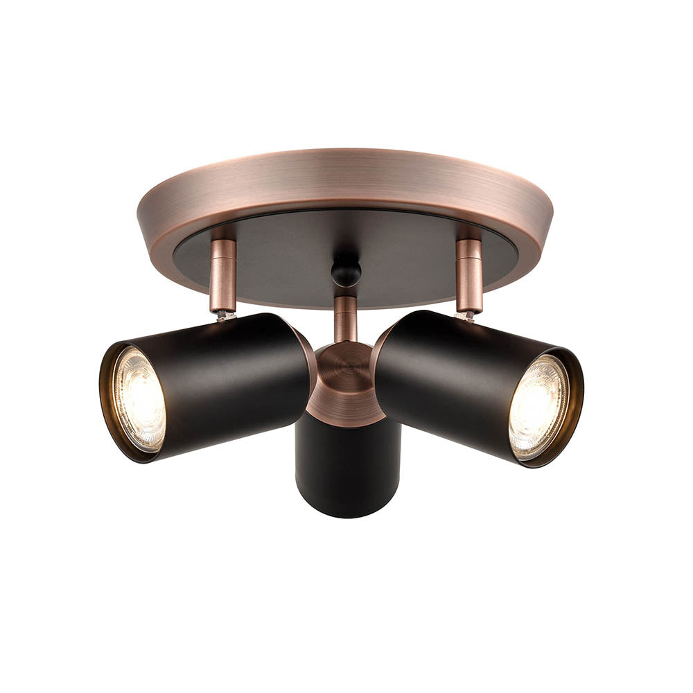 Brick Lane Alpha Round Ceiling Spotlight Black and Copper – from Amos Lighting + Home