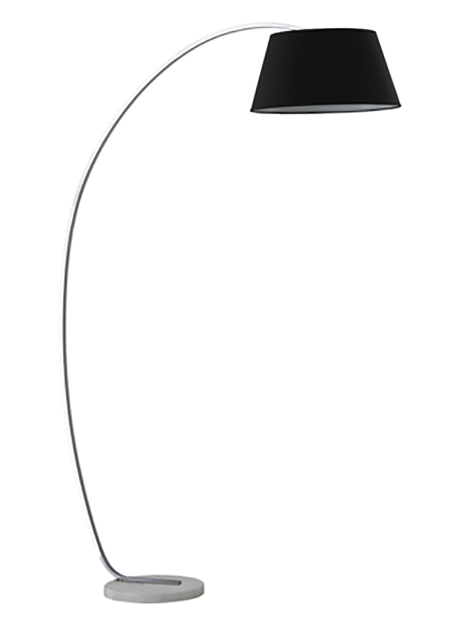 Brick Lane Arc Floor Lamp White Marble Base with Black Shade – from Amos Lighting + Home