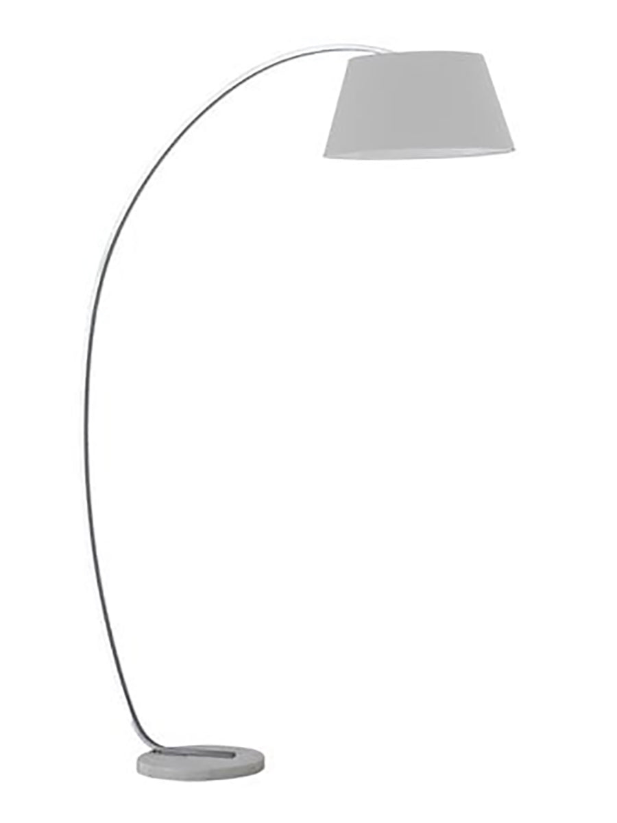 Brick Lane Arc Floor Lamp White Marble Base with Grey Shade – from Amos Lighting + Home