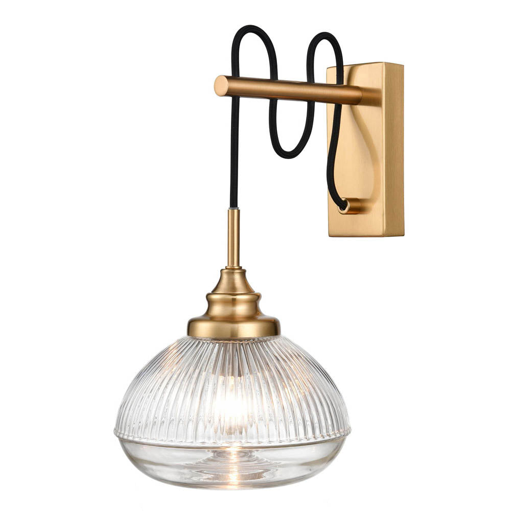 Brick Lane Artillery Wall Light Brushed Brass and Ribbed Glass – from Amos Lighting + Home