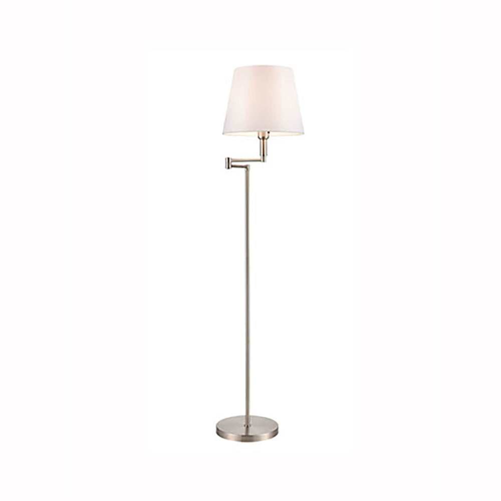 Brick Lane Arundel Swing Floor Lamp Satin Nickel with Shade – from Amos Lighting + Home