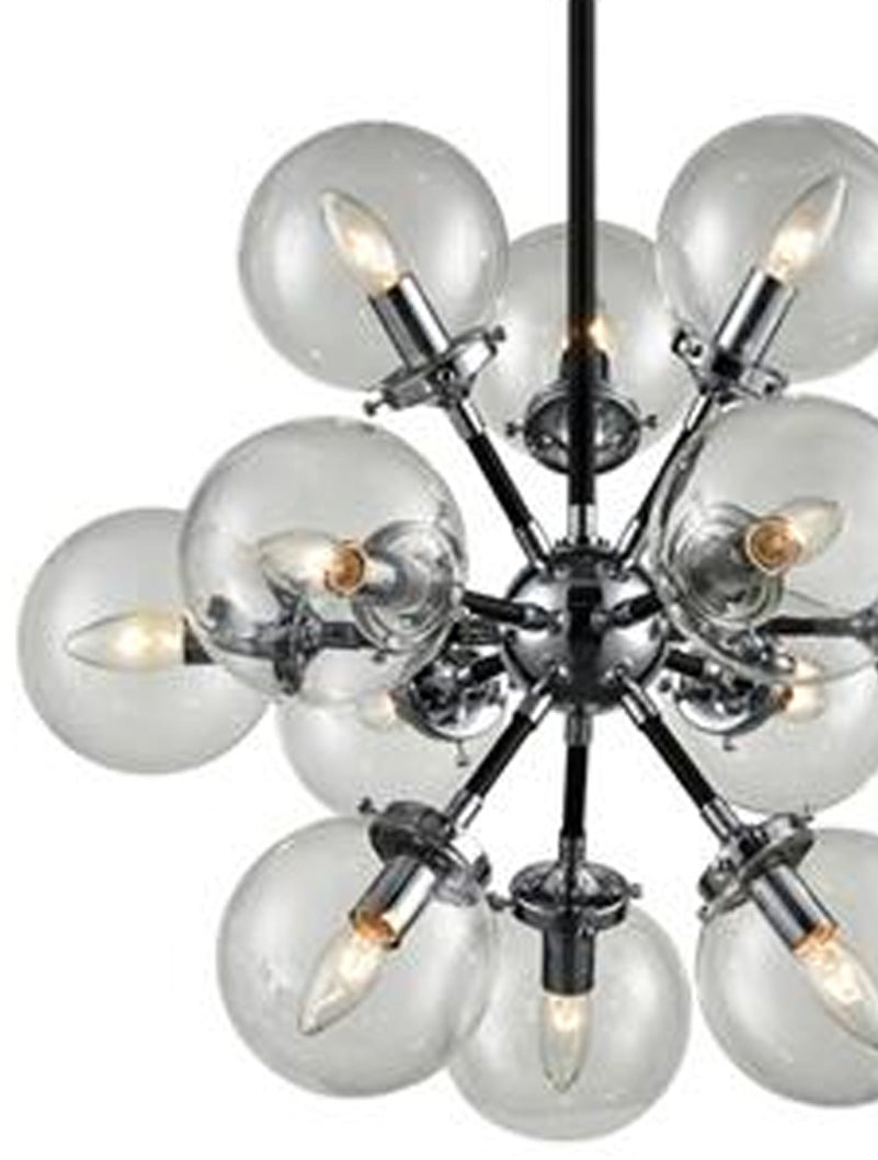Brick Lane Astrix 12 Light Chandelier Black and Chrome – from Amos Lighting + Home