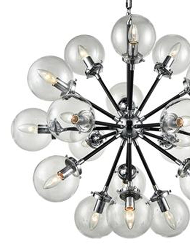 Brick Lane Astrix 18 Light Chandelier Black and Chrome – from Amos Lighting + Home