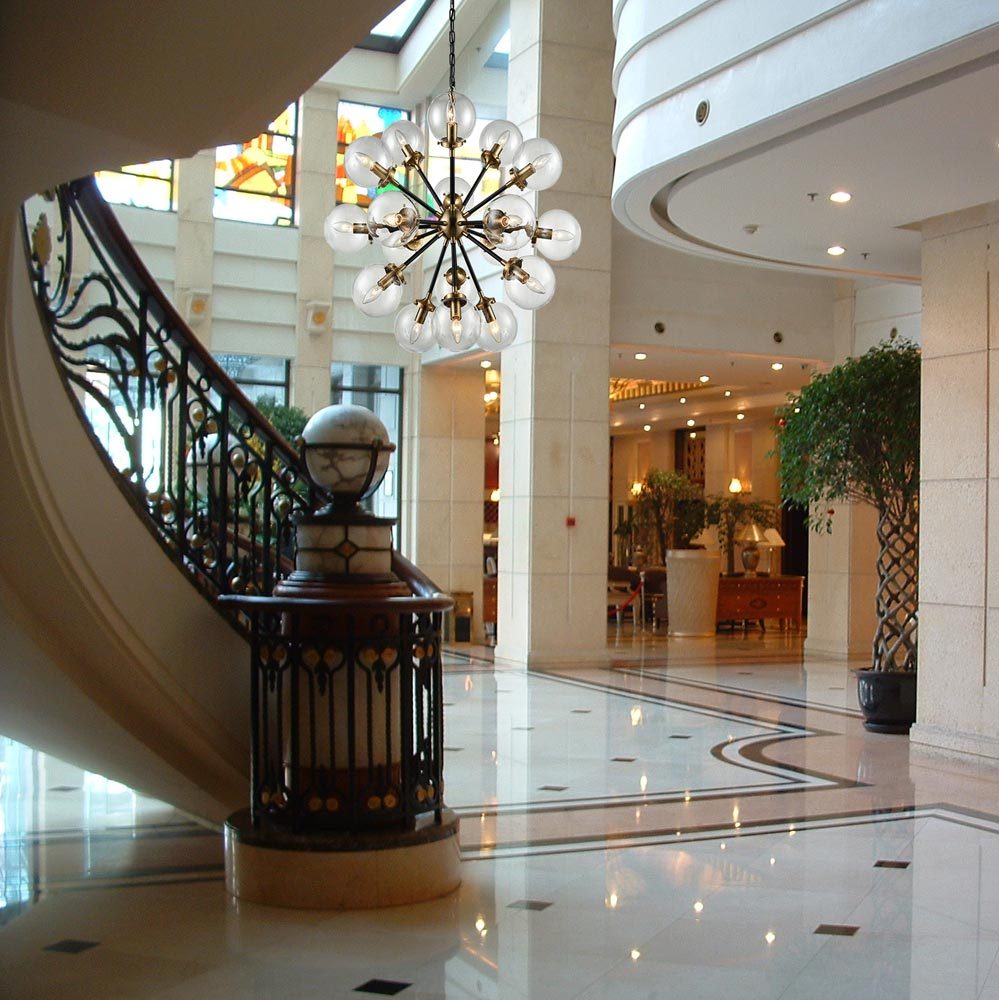 Brick Lane Astrix 18 Light Chandelier Black and Gold – from Amos Lighting + Home