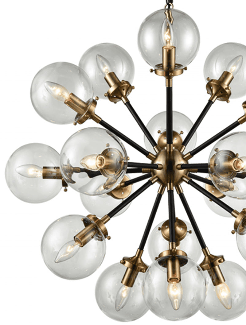 Brick Lane Astrix 18 Light Chandelier Black and Gold – from Amos Lighting + Home