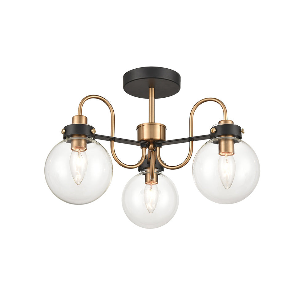 Brick Lane Beaulieu 3 Light Ceiling Antique Gold & Glass – from Amos Lighting + Home