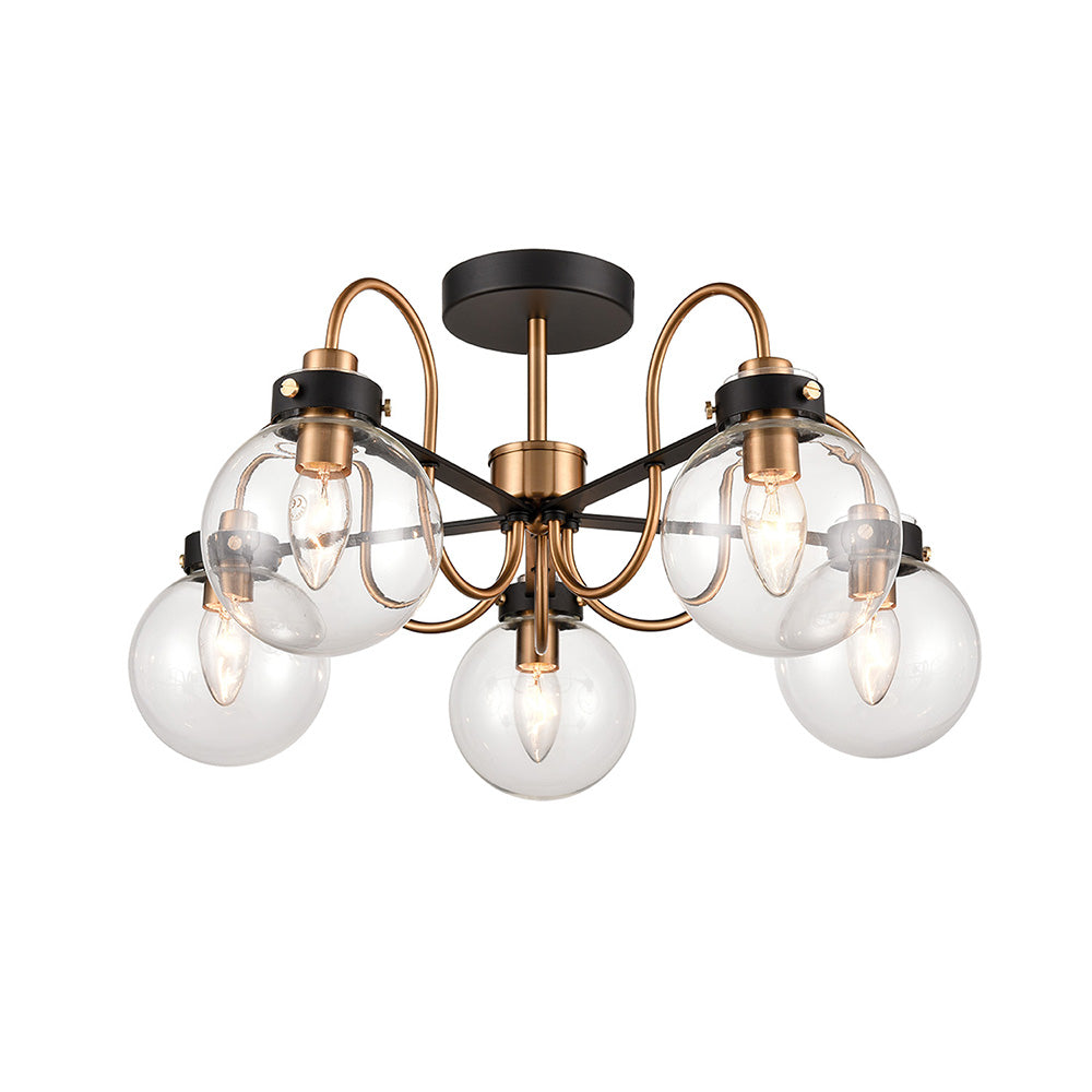 Brick Lane Beaulieu 5 Light Ceiling Antique Gold & Glass – from Amos Lighting + Home