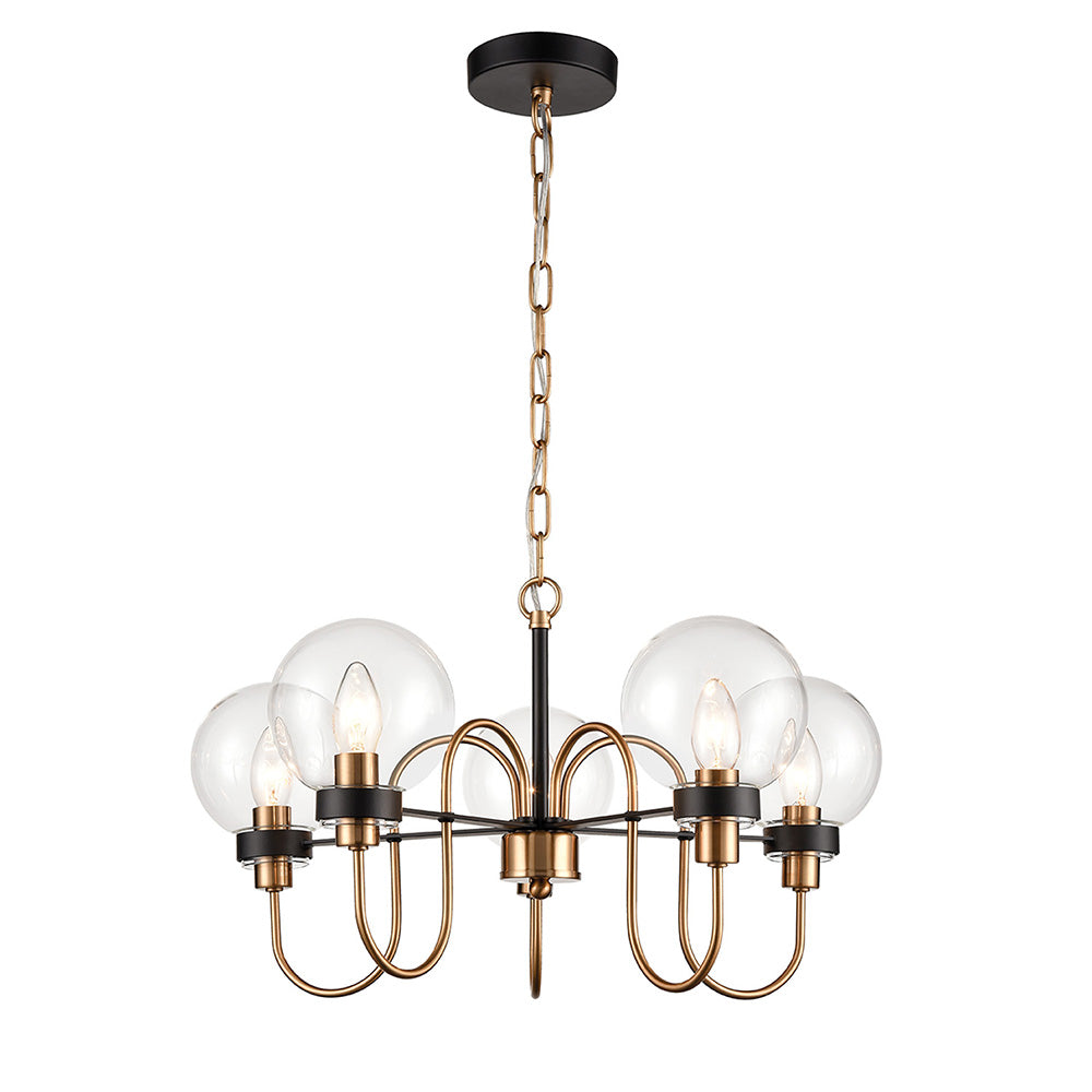 Brick Lane Beaulieu 5 Light Chandelier Antique Gold & Glass – from Amos Lighting + Home