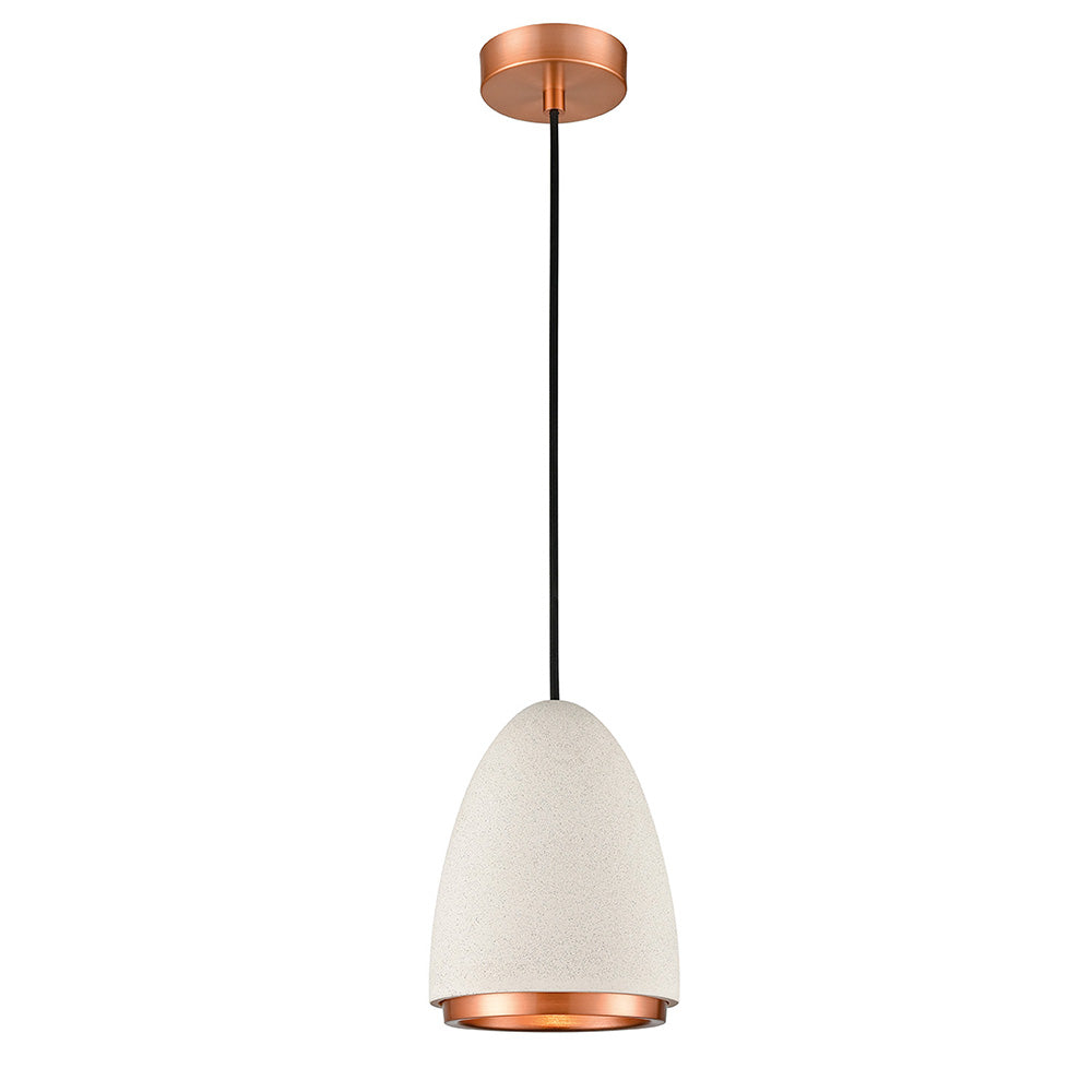 Brick Lane Clarence Textured Concrete Pendant Copper – from Amos Lighting + Home