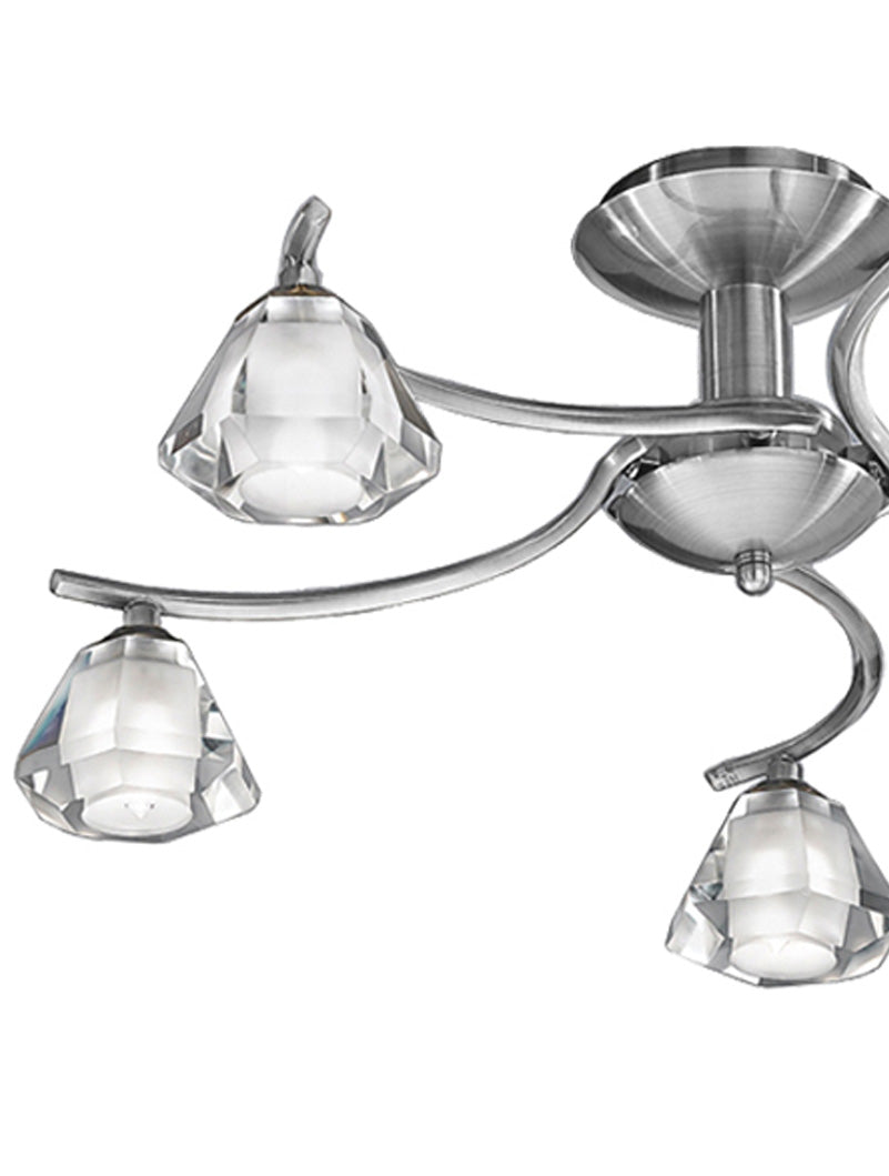 Brick Lane Crystal 5lt Flush Ceiling Light Satin Nickel – from Amos Lighting + Home
