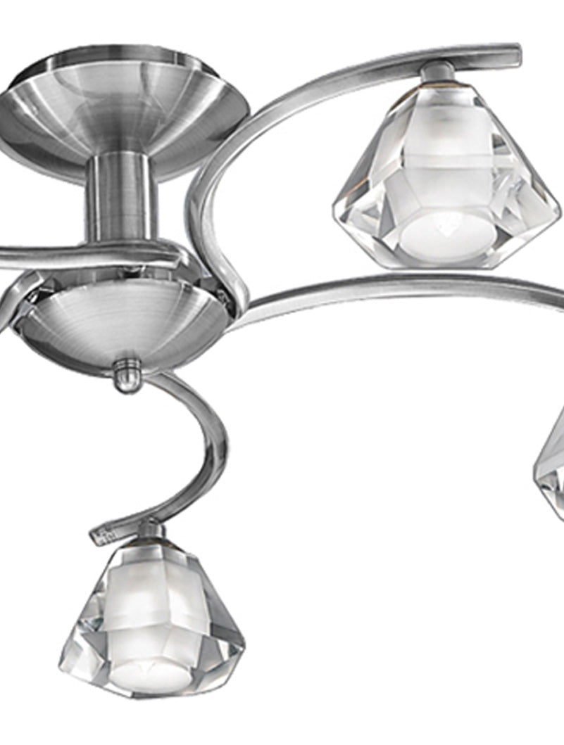 Brick Lane Crystal 5lt Flush Ceiling Light Satin Nickel – from Amos Lighting + Home