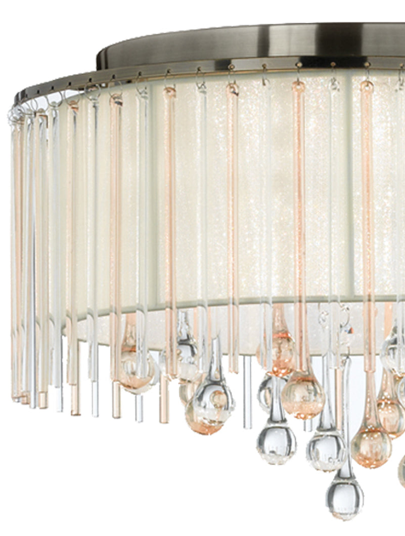 Brick Lane Droplet 6lt Flush Ceiling Light Bronze with Champagne Glass – from Amos Lighting + Home