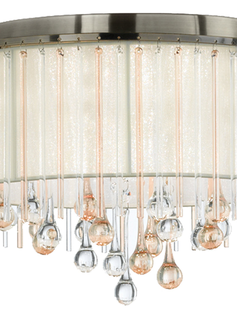 Brick Lane Droplet 6lt Flush Ceiling Light Bronze with Champagne Glass – from Amos Lighting + Home