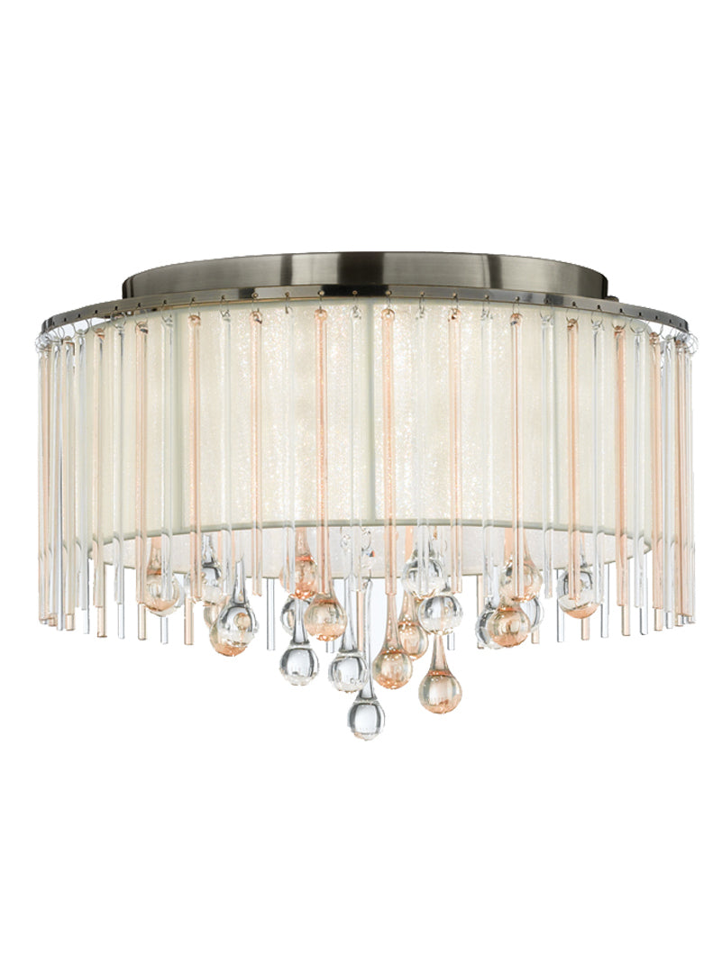 Brick Lane Droplet 6lt Flush Ceiling Light Bronze with Champagne Glass – from Amos Lighting + Home
