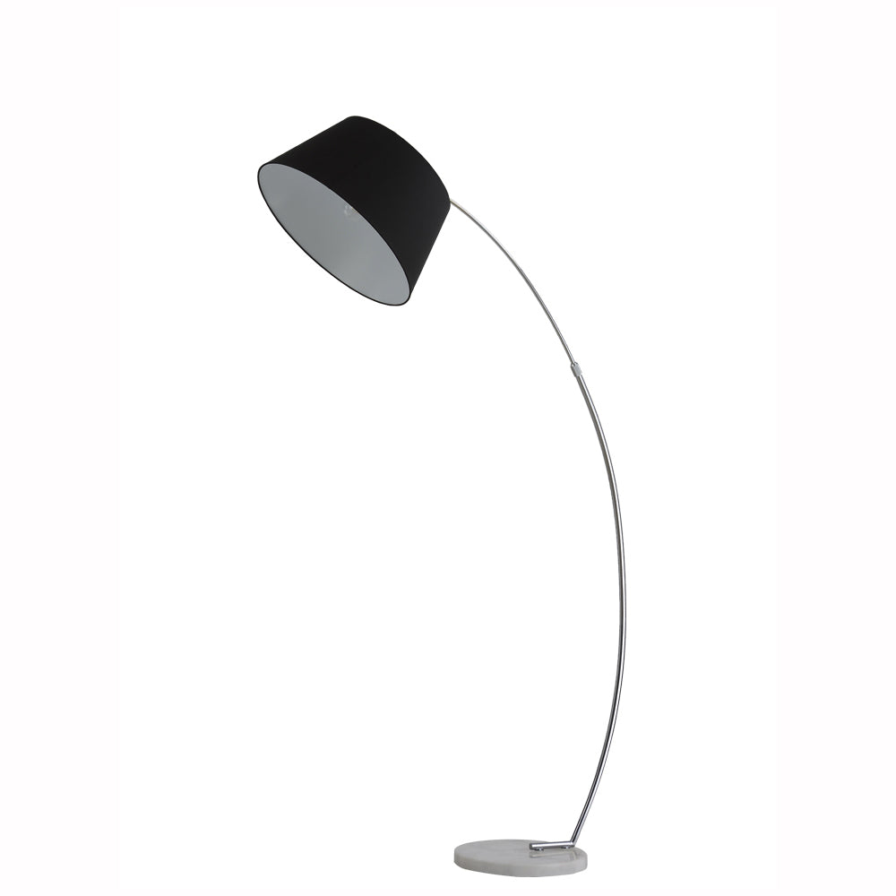 Brick Lane Extendable Arc Floor Lamp White Marble Base with Black Shade – from Amos Lighting + Home