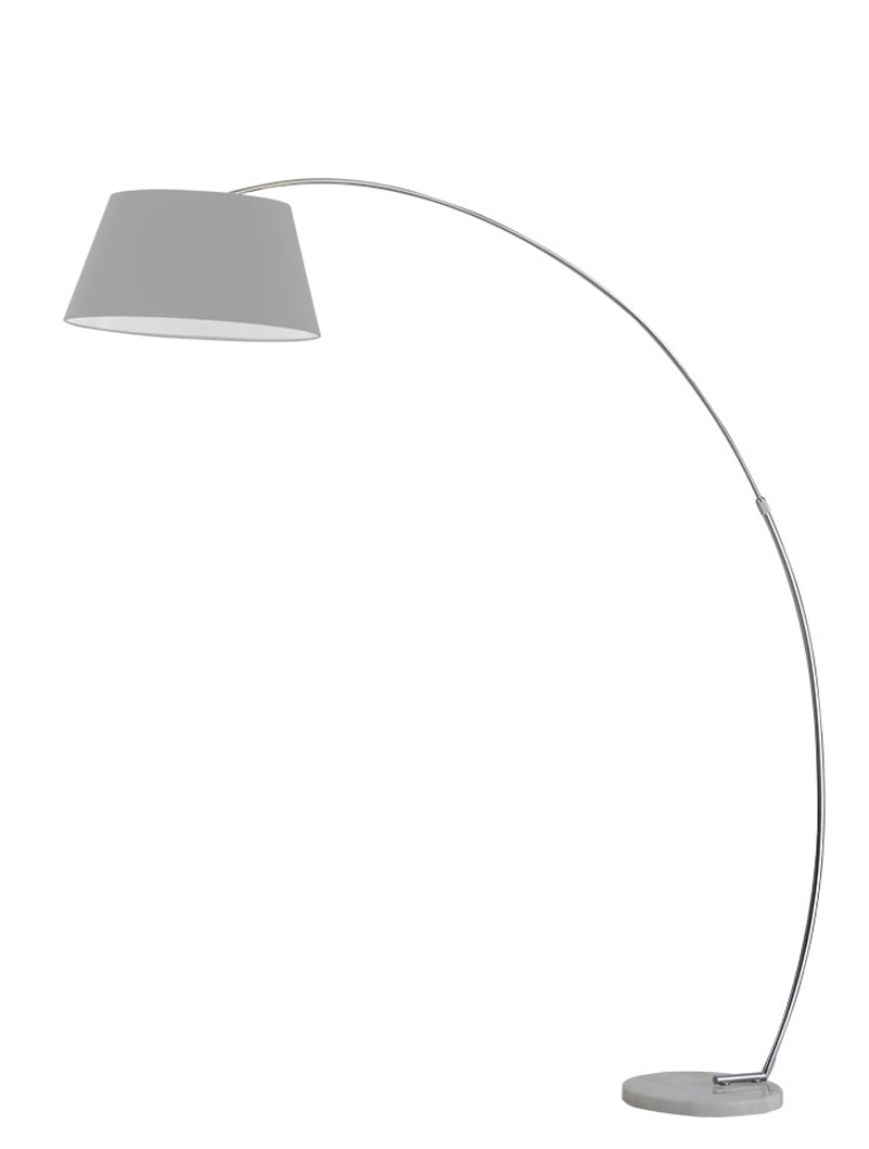 Brick Lane Extendable Arc Floor Lamp White Marble Base with Grey Shade – from Amos Lighting + Home