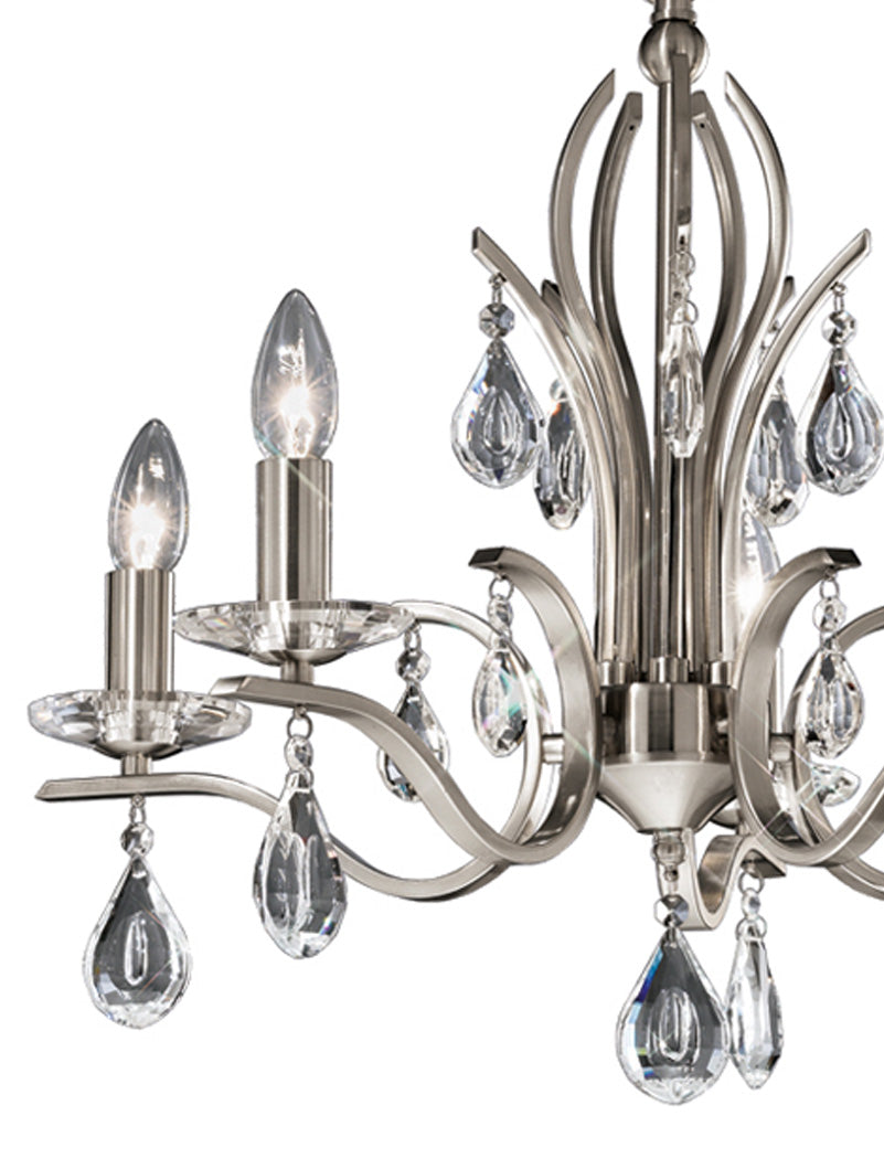 Brick Lane Gem 5 Light Chandelier Satin Nickel – from Amos Lighting + Home