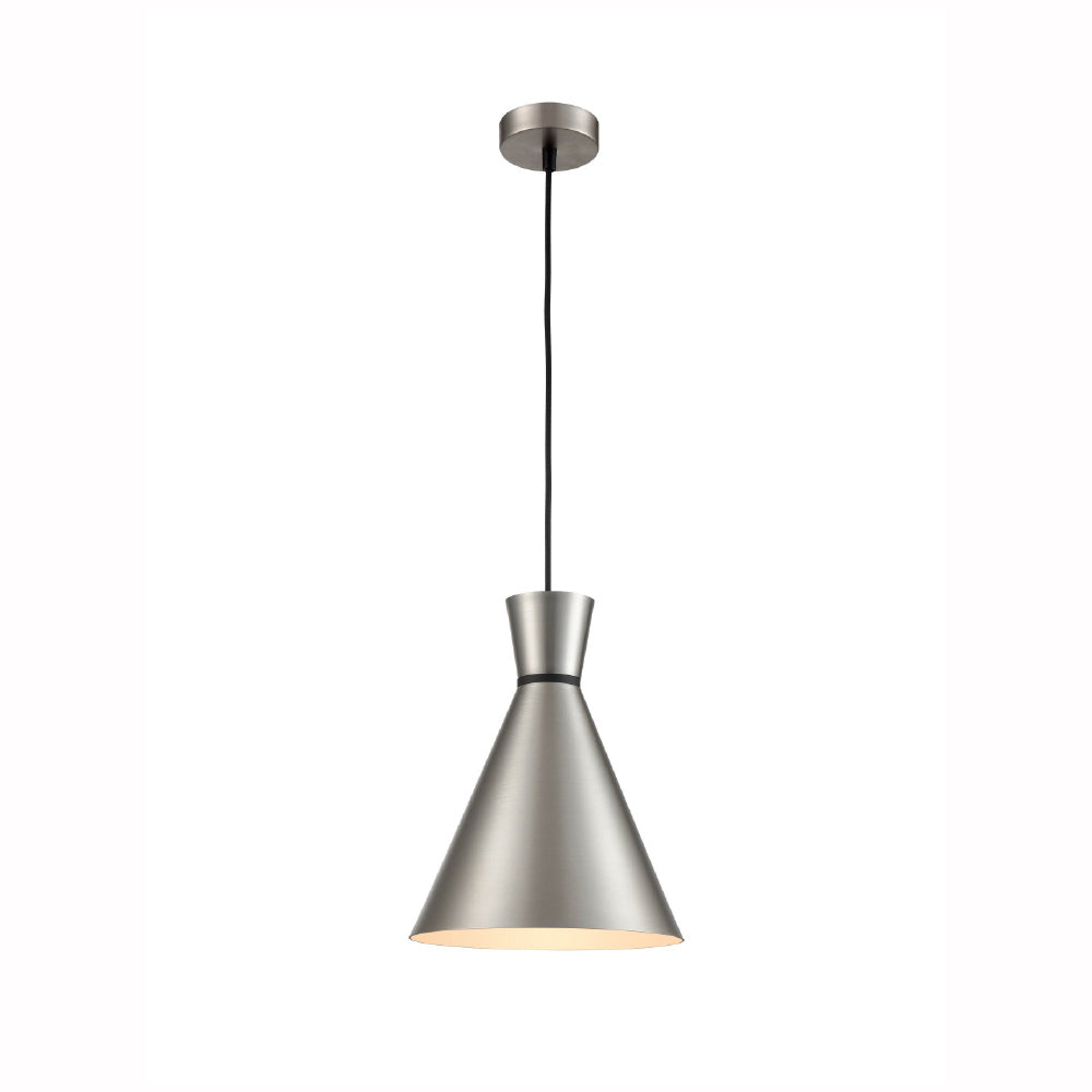 Brick Lane Gladstone Conical Pendant Satin Nickel – from Amos Lighting + Home