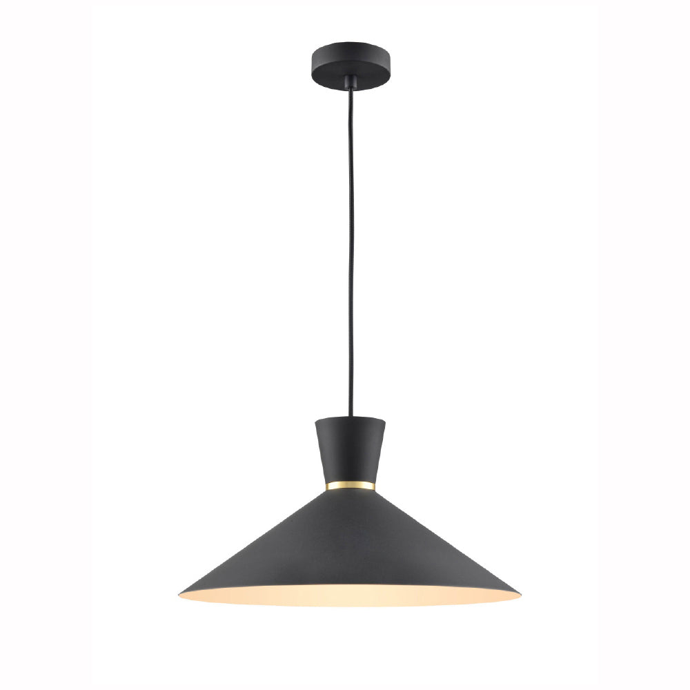 Brick Lane Gladstone Conical Wide Pendant Satin Black – from Amos Lighting + Home
