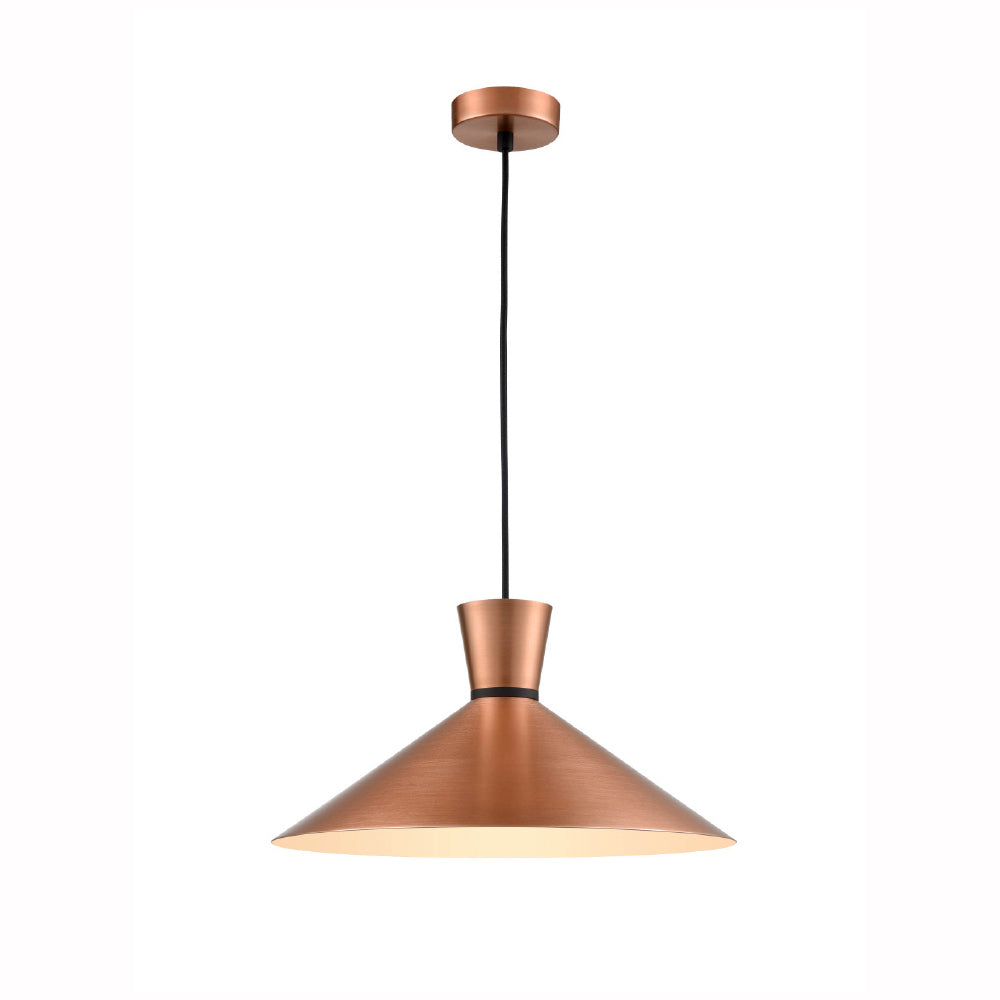 Brick Lane Gladstone Conical Wide Pendant Satin Copper – from Amos Lighting + Home