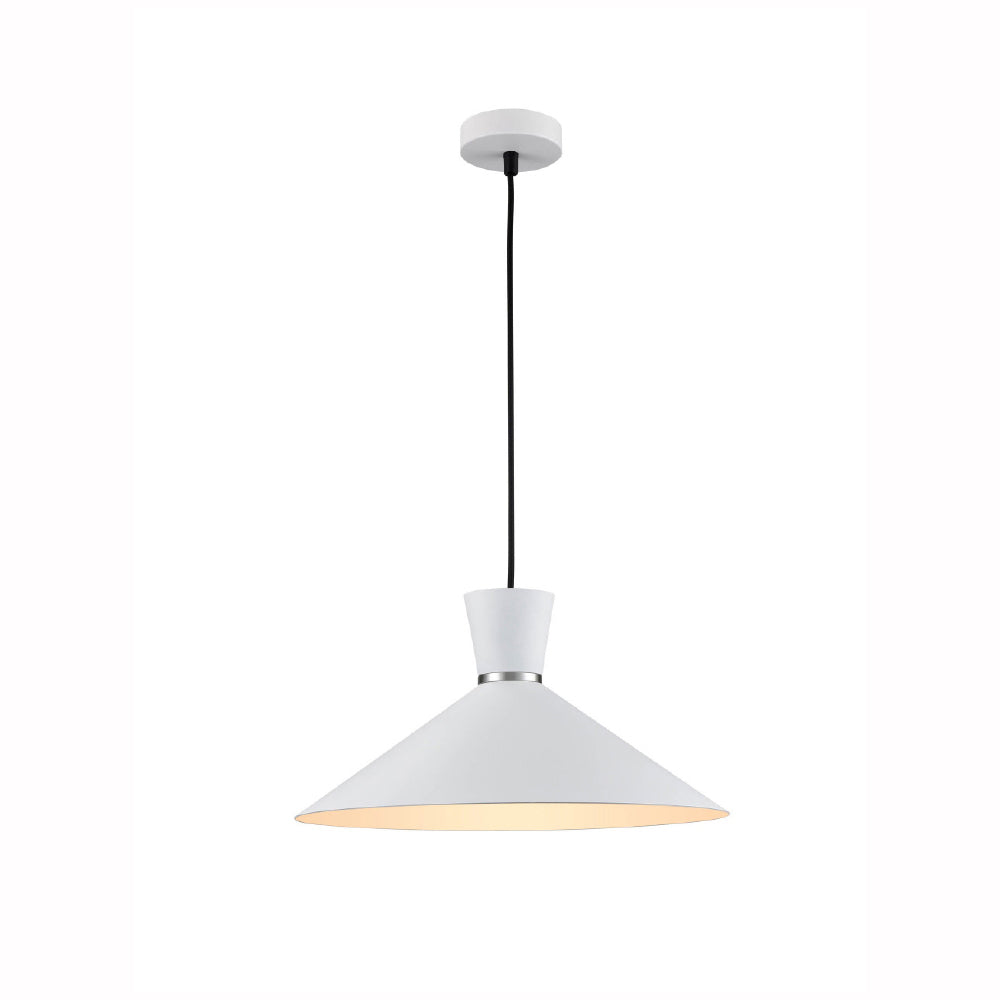 Brick Lane Gladstone Conical Wide Pendant Satin White – from Amos Lighting + Home