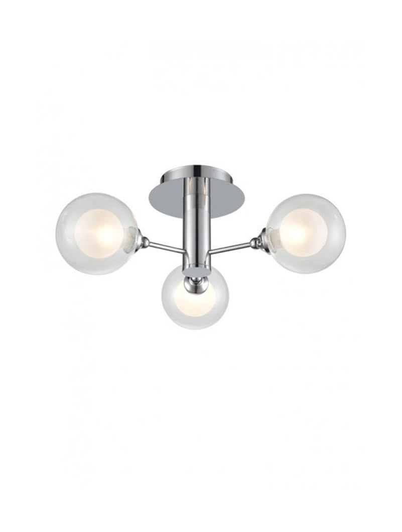Brick Lane Globe 3lt Flush Ceiling Light Polished Chrome – from Amos Lighting + Home