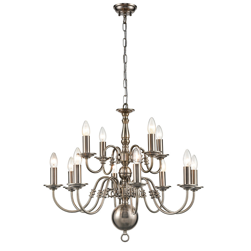 Brick Lane Goldsmith 12 Light Chandelier Pewter – from Amos Lighting + Home