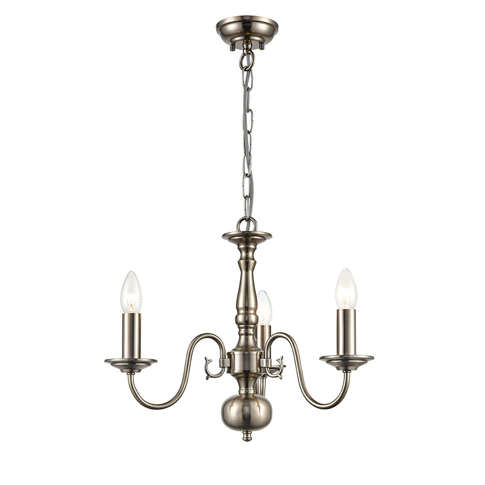Brick Lane Goldsmith 3 Light Chandelier Pewter – from Amos Lighting + Home
