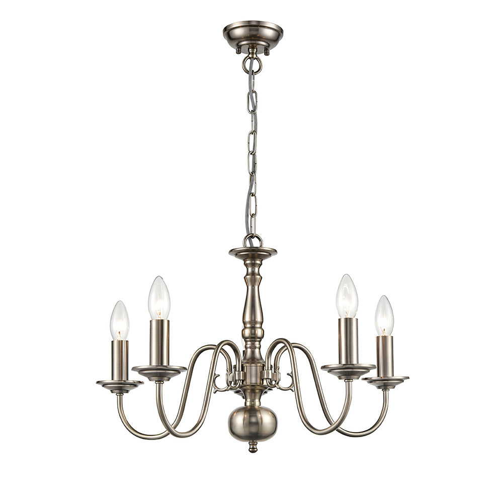 Brick Lane Goldsmith 5 Light Chandelier Pewter – from Amos Lighting + Home