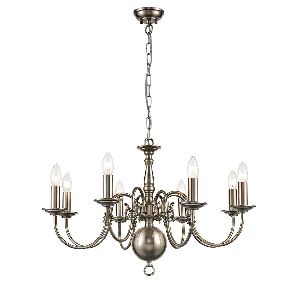 Brick Lane Goldsmith 8 Light Chandelier Pewter – from Amos Lighting + Home