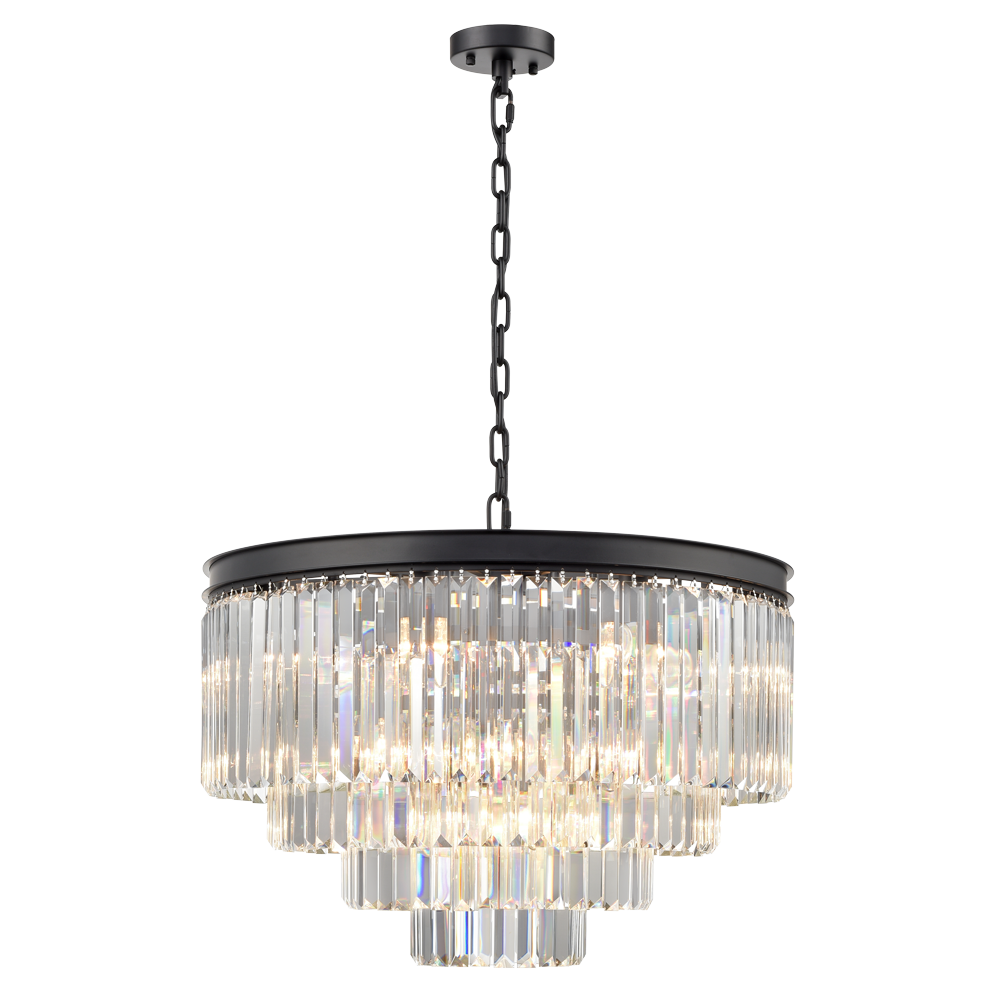 Brick Lane Highclere Matt Black Chandelier 20 Light – from Amos Lighting + Home