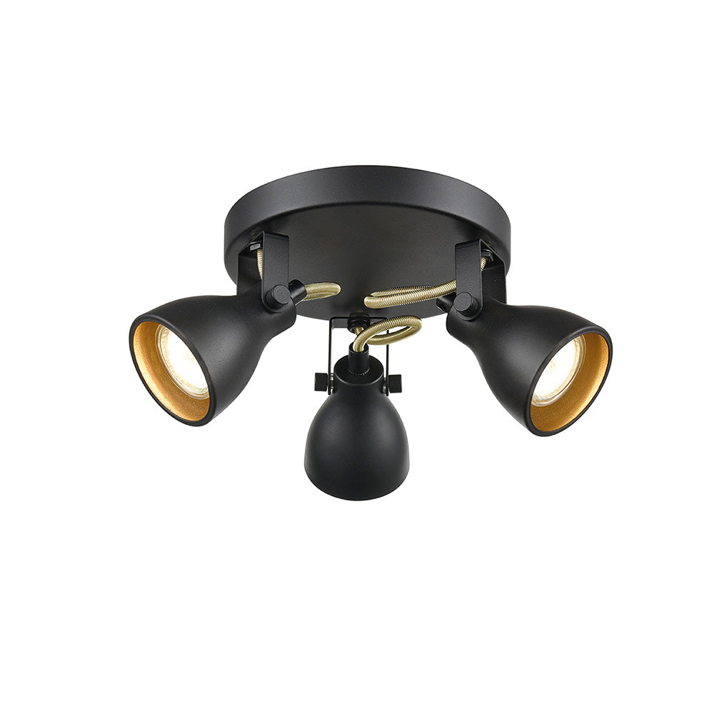 Brick Lane Irwell Round Ceiling Spotlight Black and Gold – from Amos Lighting + Home