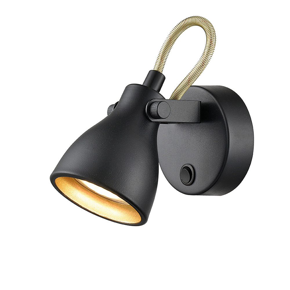 Brick Lane Irwell Single Spotlight, Switched Black and Gold – from Amos Lighting + Home