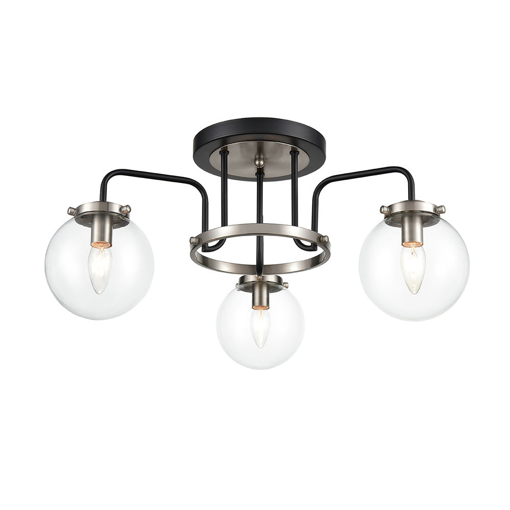 Brick Lane Jude 3 Armed Ceiling Light Matt Black and Glass – from Amos Lighting + Home