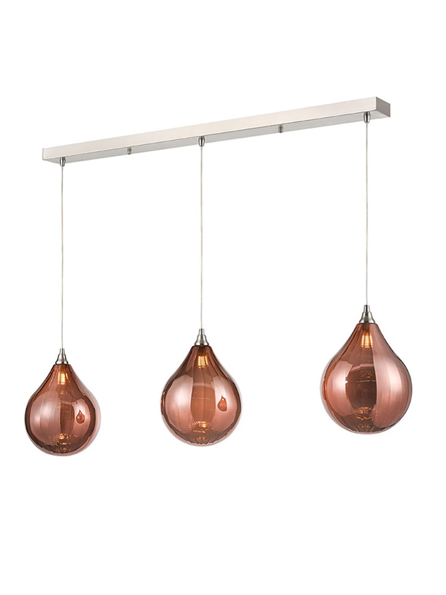Brick Lane Katy 3 Bar Pendant Copper, Smoke, Amber or Clear – from Amos Lighting + Home