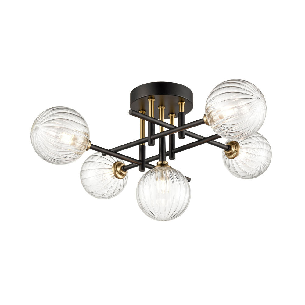Brick Lane Kingsway Bathroom 5lt Ceiling Light Black and Brass – from Amos Lighting + Home